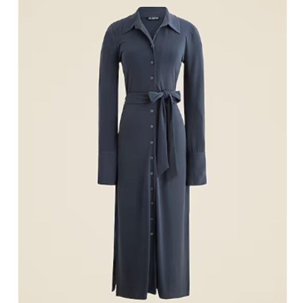 Midi shirt-dress in matte jersey - Picture 3 of 4